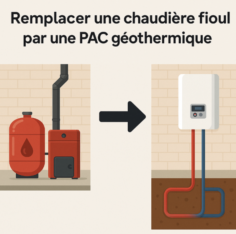 Remplacement d'une chaudière fioul par une PAC géothermique 
